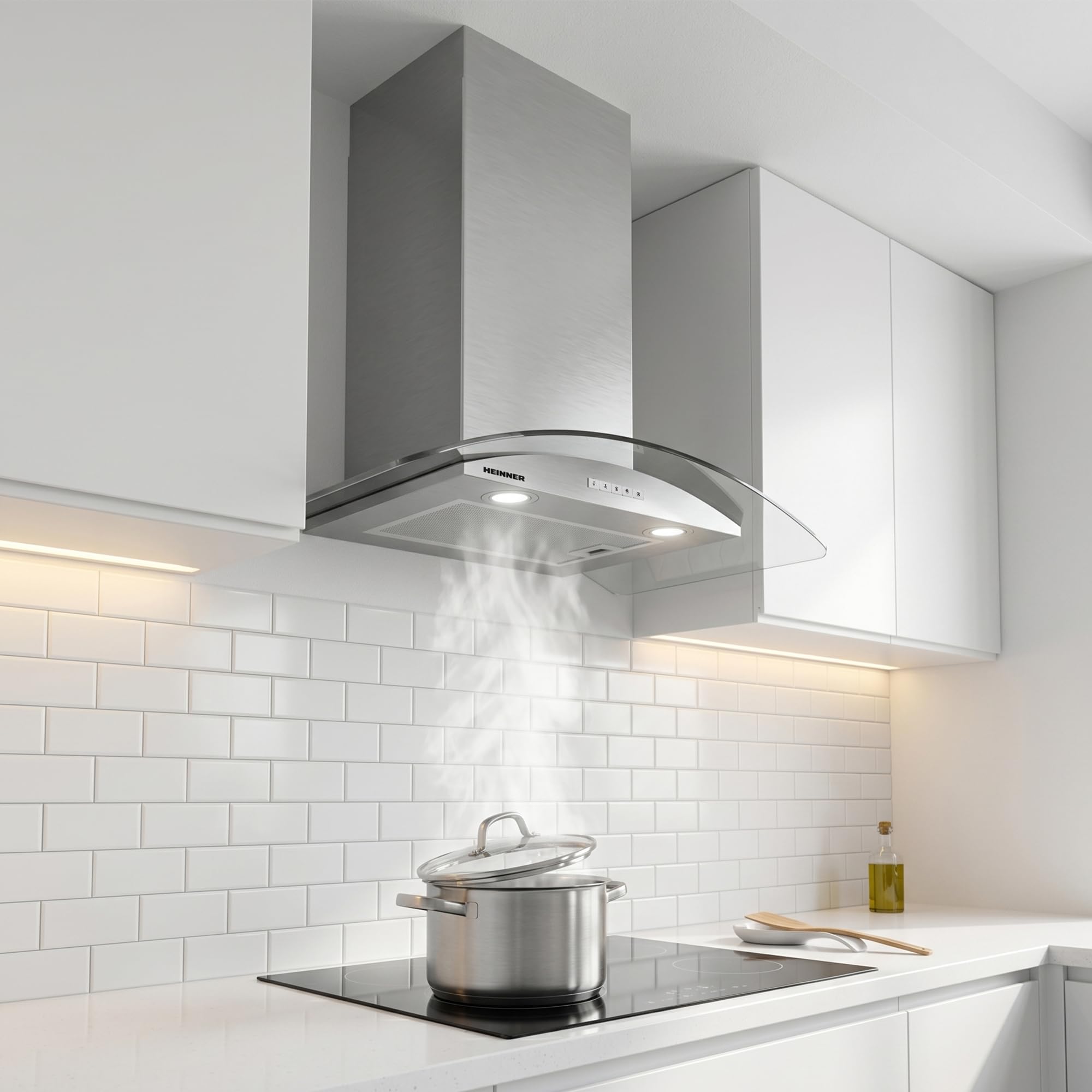 Dunstabzugshaube 80 cm HDCH-MD800GIX 800 m³/h Saugkraft Touch Edelstahl Glas LED-Beleuchtung