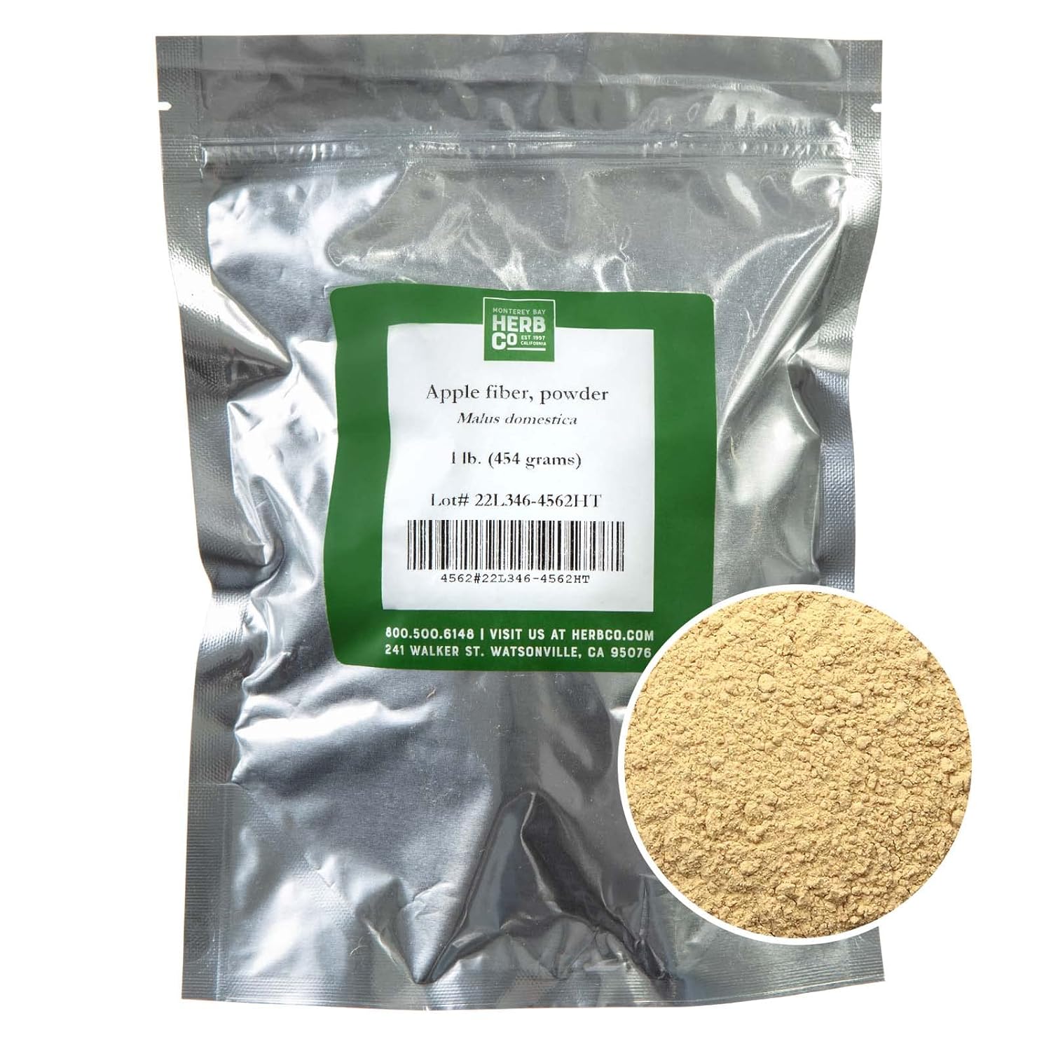 Apple Fiber Powder, by Herb Co, Add to Foods, Drinks, or Capsules, Thickening for Soups and Sauces, Source of Fiber, 1 lb