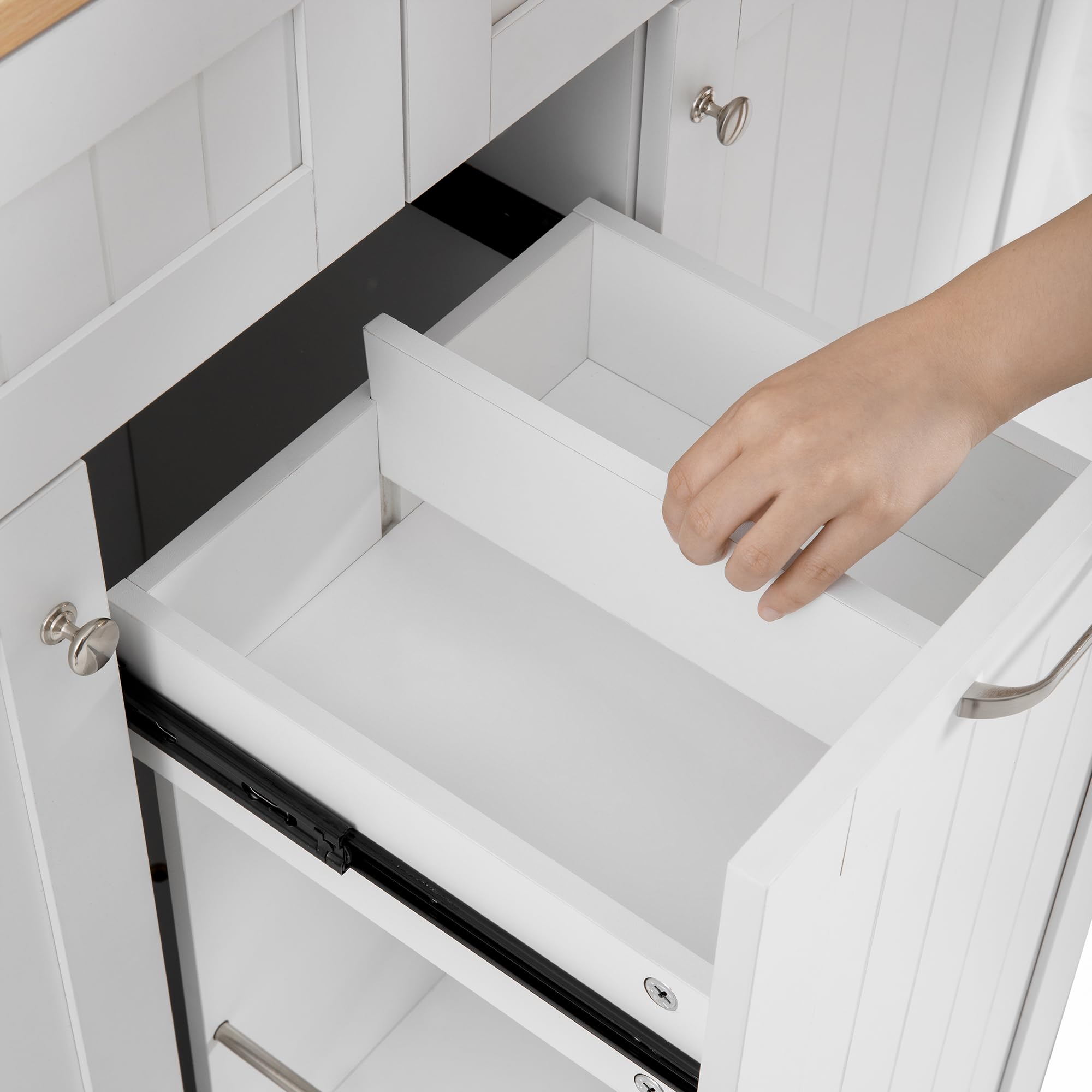 Bladez Isola da Cucina con Ruote e Cassetti, Piano Lavoro Estraibile, Penisola Cucina Multifunzionale con Tavolo, Ideale per Cucina e Sala da Pranzo (Bianco)