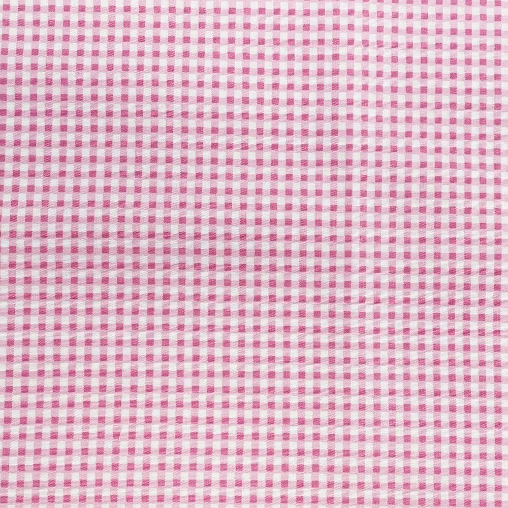 Oddies Pink Cotton Fabric - & White Small Gingham Check - Craft Fabric Material Metre