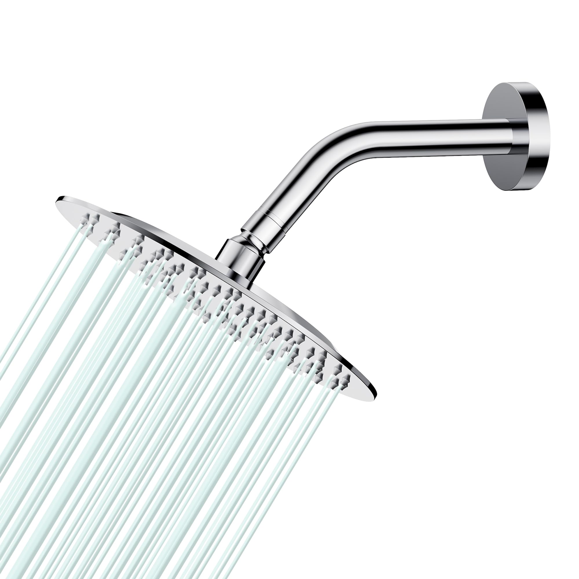AULEEND Rain Shower Head, Work with Any Decorative Style，All Metal Rainfall Shower Head (Chrome, 8 Inch)
