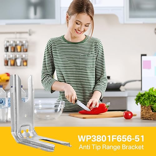 Miniatura 5 de Soporte anti punta para estufa WP3801F656-51 3801F656-51 para horno de cocina Soporte de suelo o pared, soporte anti punta compatible con Kenmore