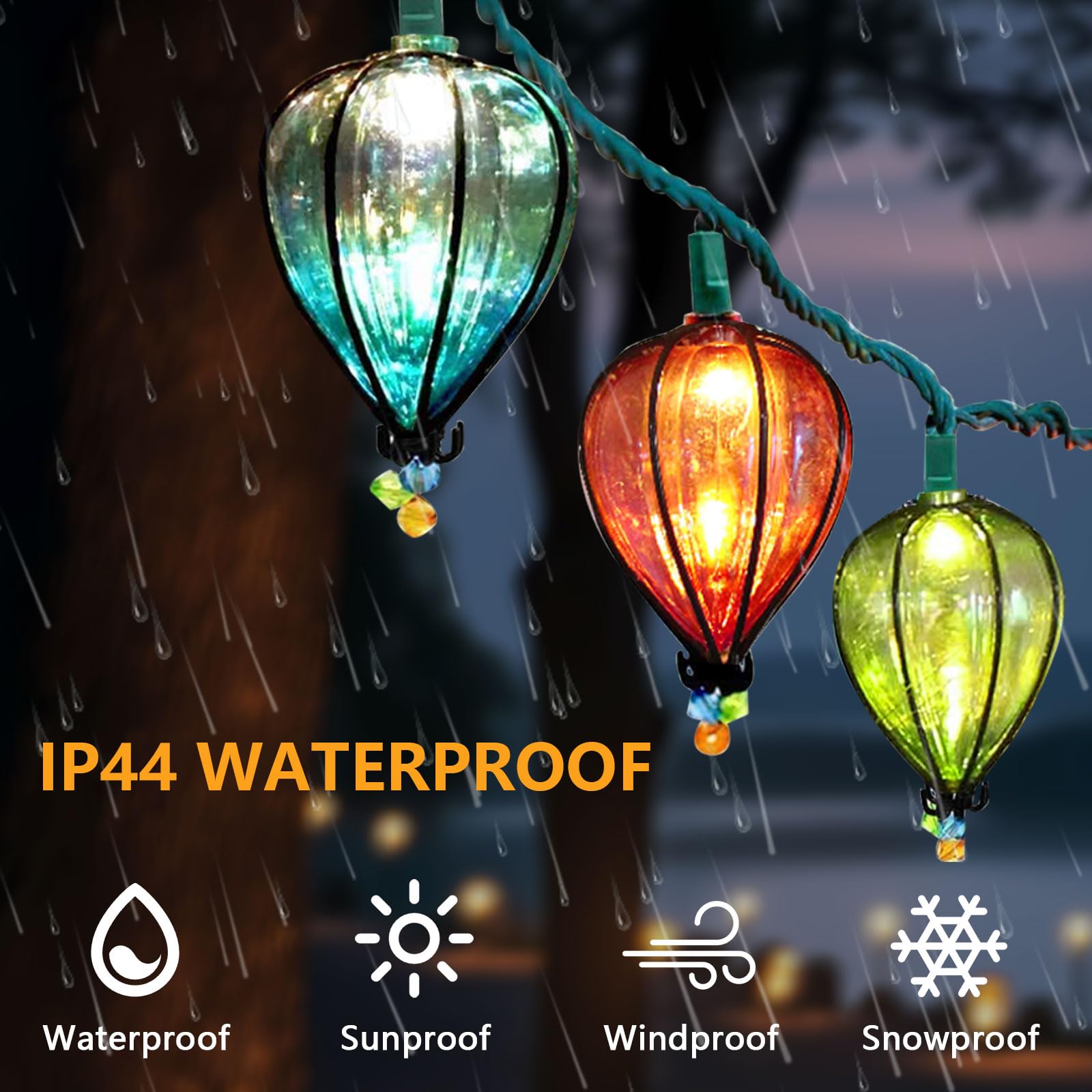 Guirlande lumineuse de 3,4 m à suspendre avec 10 ampoules de couleur, lumières d'extérieur sur le thème de la plage tropicale, guirlande lumineuse de terrasse pour fête et camping