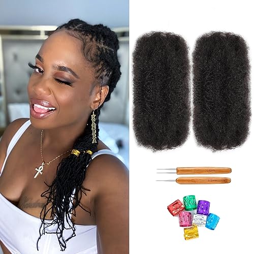 Miniatura 41 de Afro Kinkys - Cabello humano rizado a granel de 8 pulgadas, 1.06 onzas, 100% real, 4C, cabello humano rizado negro natural para mini giros, trenzas