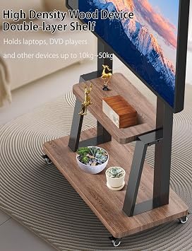 Mobile TV Floor Stand on Wheels for Most 32-100 inch Plasma LCD/LED/OLED Flat Curved TVs Height Adjustable Rolling TV Cart Holds Up to 80KG,Max VESA 900x600mm Universal Portable TV Trolly