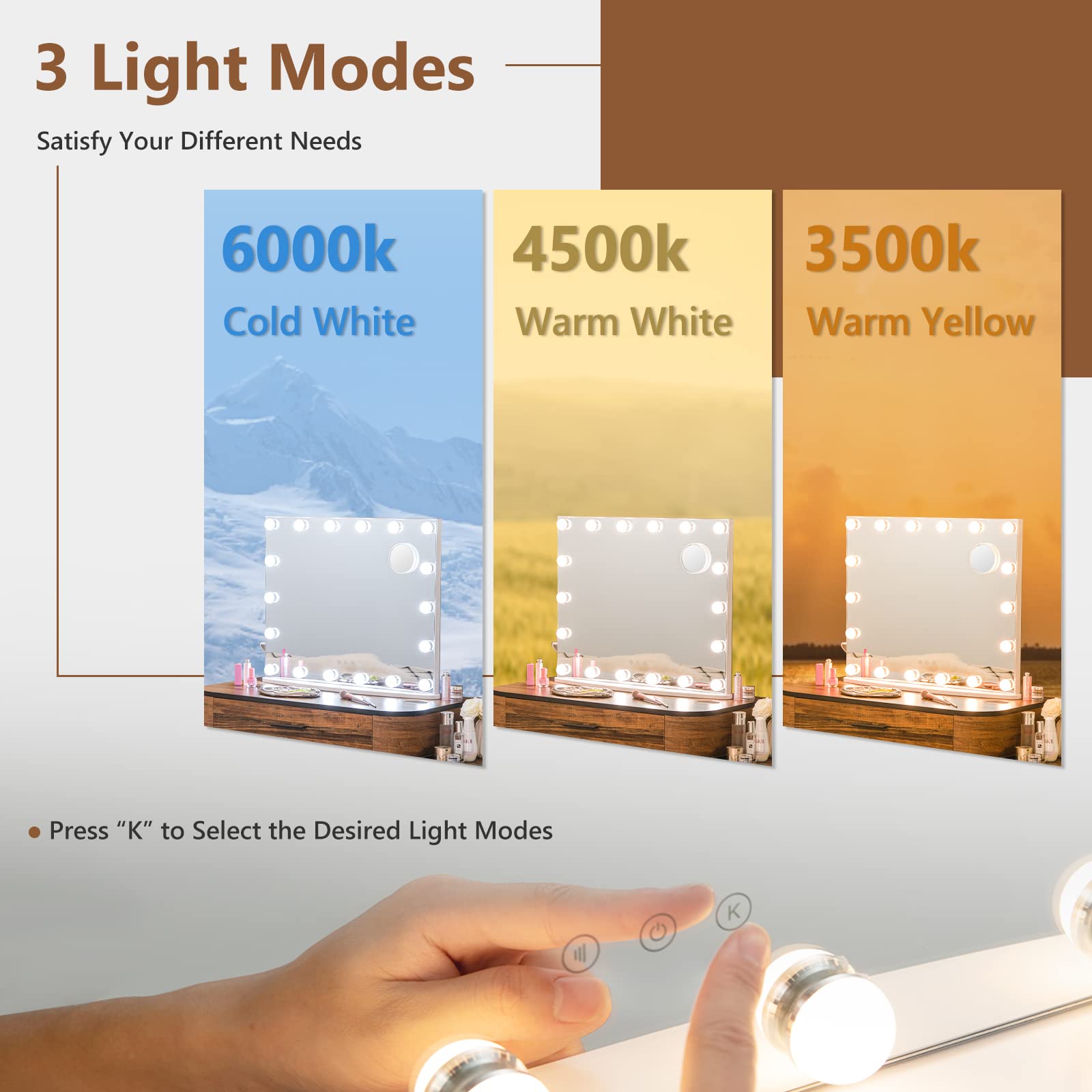 Amazon.com: Tangkula Vanity Mirror with Lights, 26