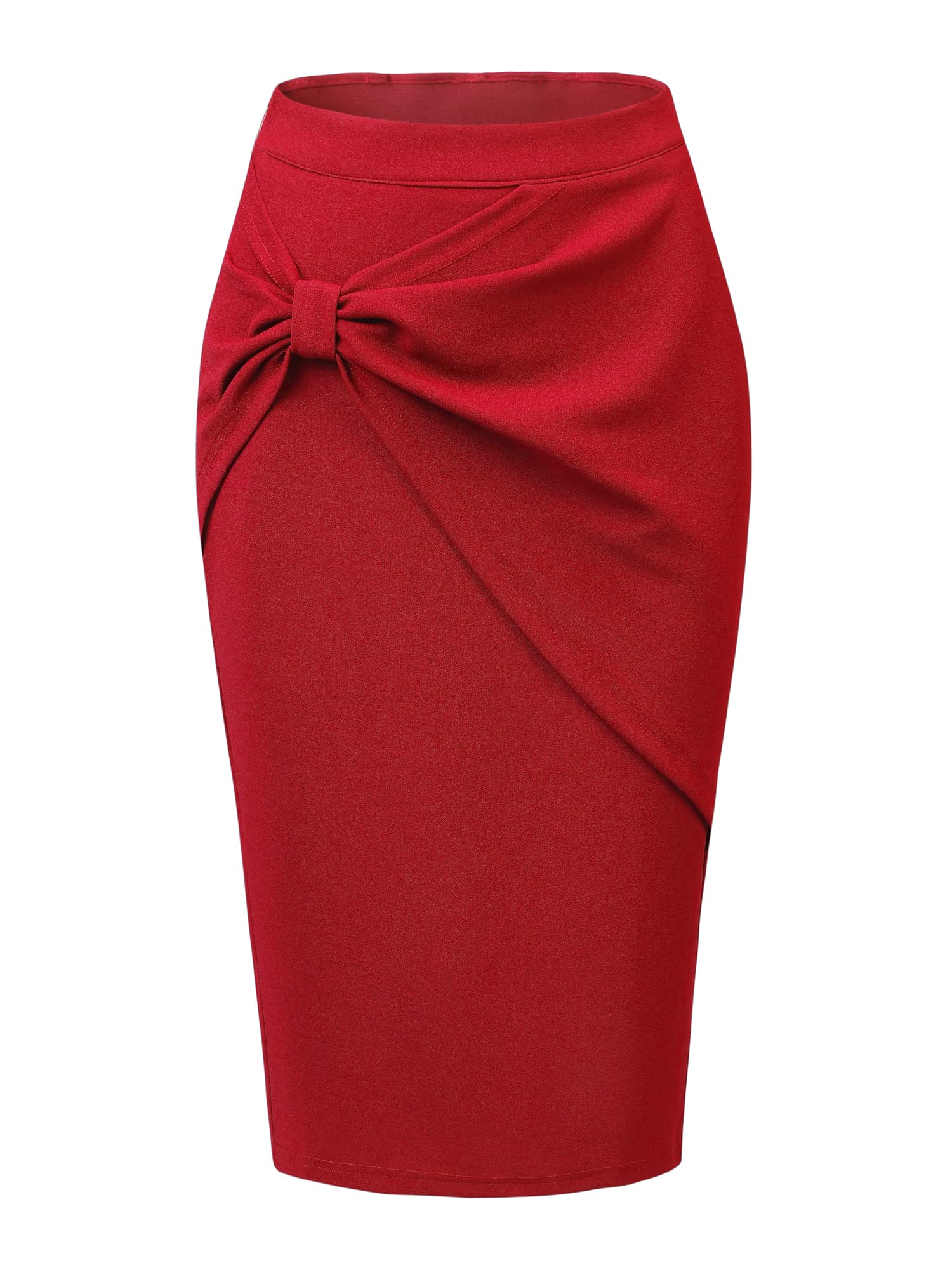 Allegra K Jupe de travail pour femme 2025 froncée taille haute longueur genou jupes crayon moulantes