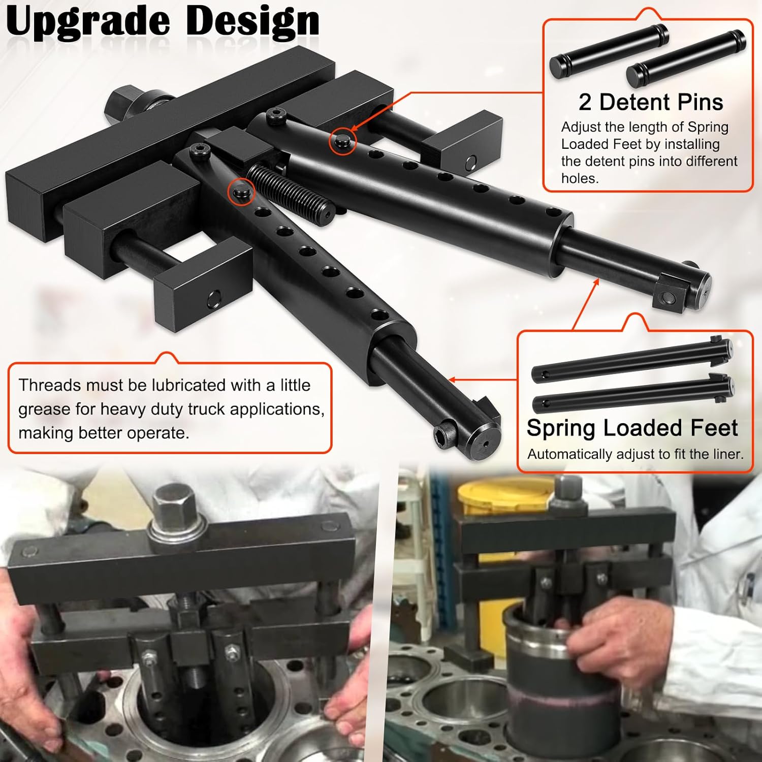 Universal Cylinder Liner Puller Assembly Fits for Mack Cummins CAT Caterpillar, Works on Heavy Duty Diesel Engines Wet Liners from 3-7/8” to 6-1/4” Bore, Comparable to PT-6400-C M50010-B 3376015