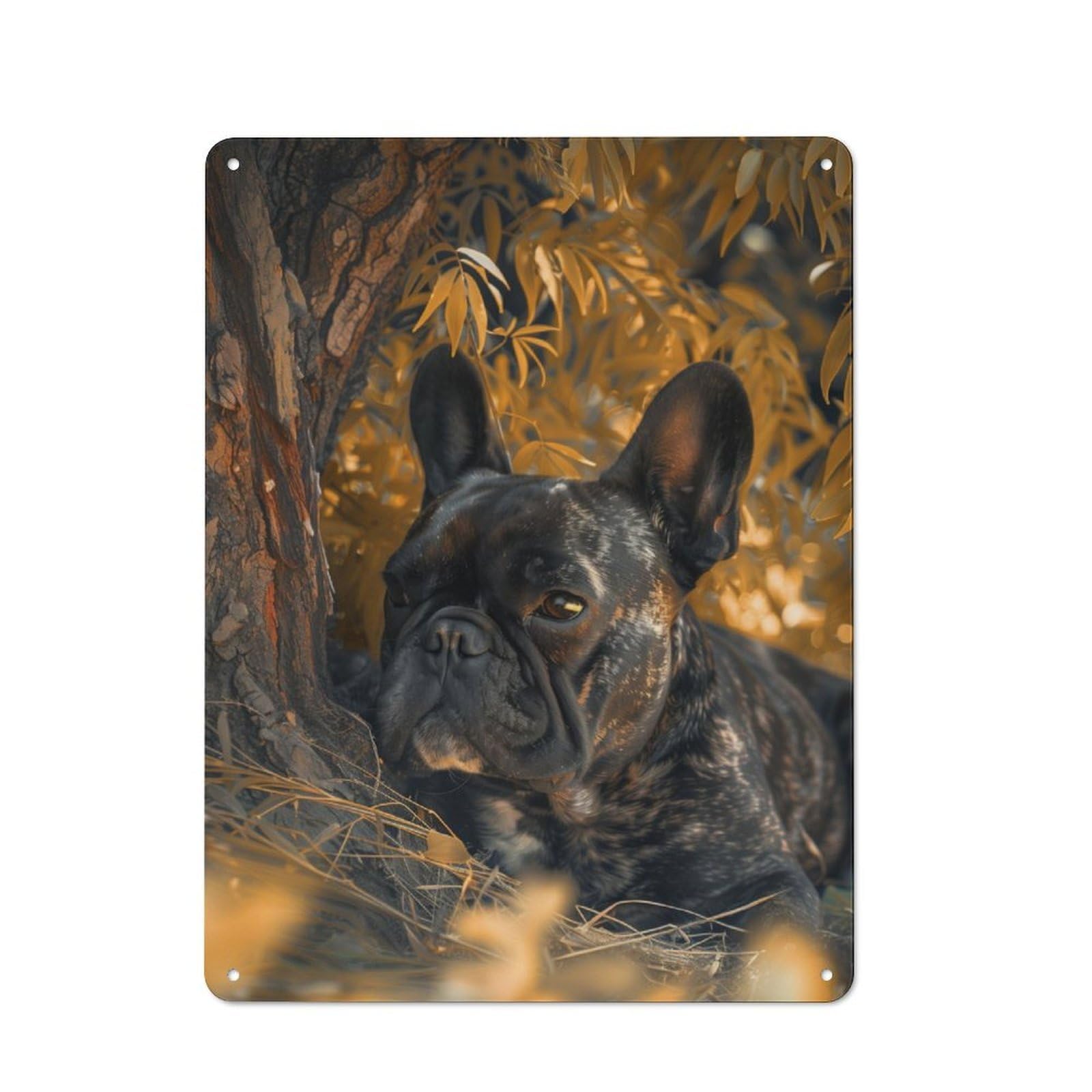 Junmoney Majestic French Bulldog Vintage Tin Sign 40X30cm With For Guest Room Or Hallway, For Themed Room Decoration, For Vintage Wall Decor Fans