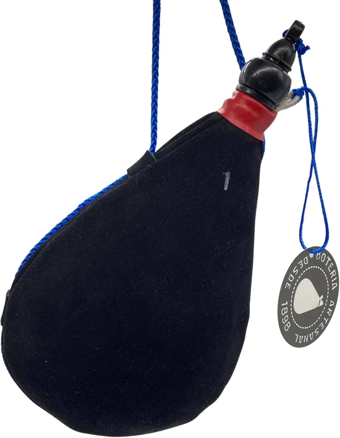 Spanish Black Cow Suede Leather Bota Bag – Handmade Wineskin Flask for Wine, Water, or Spirits – Traditional Cowhide Wineskin in 1L / 1.5L / 2L – Made in Spain (2.0 L (0.53 Gal))