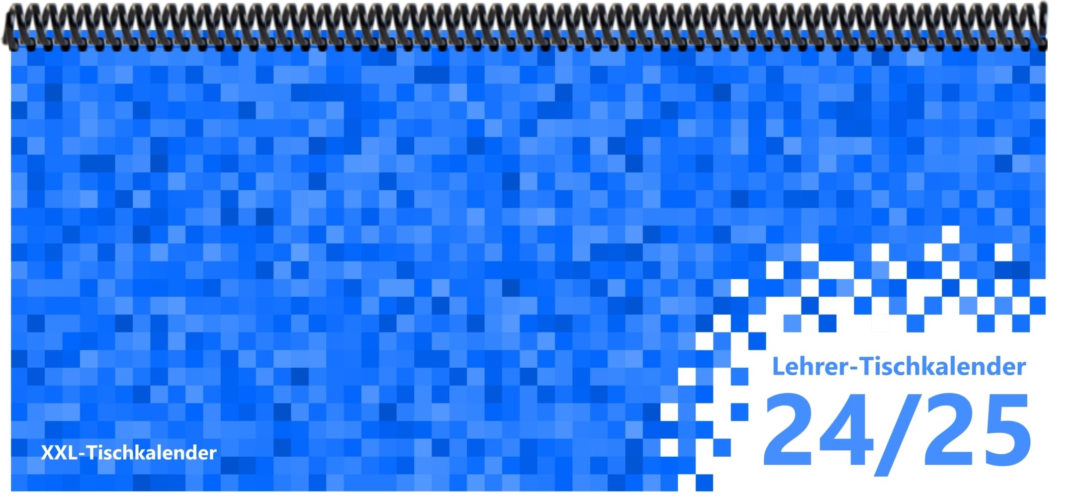 Lehrer - Tischkalender 2024/25: XXL-Tischkalender, Bunt-Kalender Pixel blau 14,5 x 32,5 cm