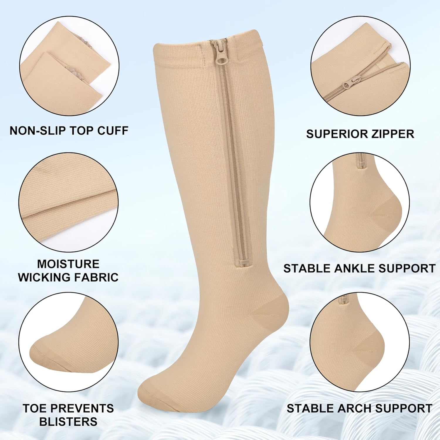 Plus Size Compression Socks for Women Men Wide Calf L/XL-5XL (15-20mmhg) Knee High Socks Support Compression Stockings for Nurses and Flying - Image 3