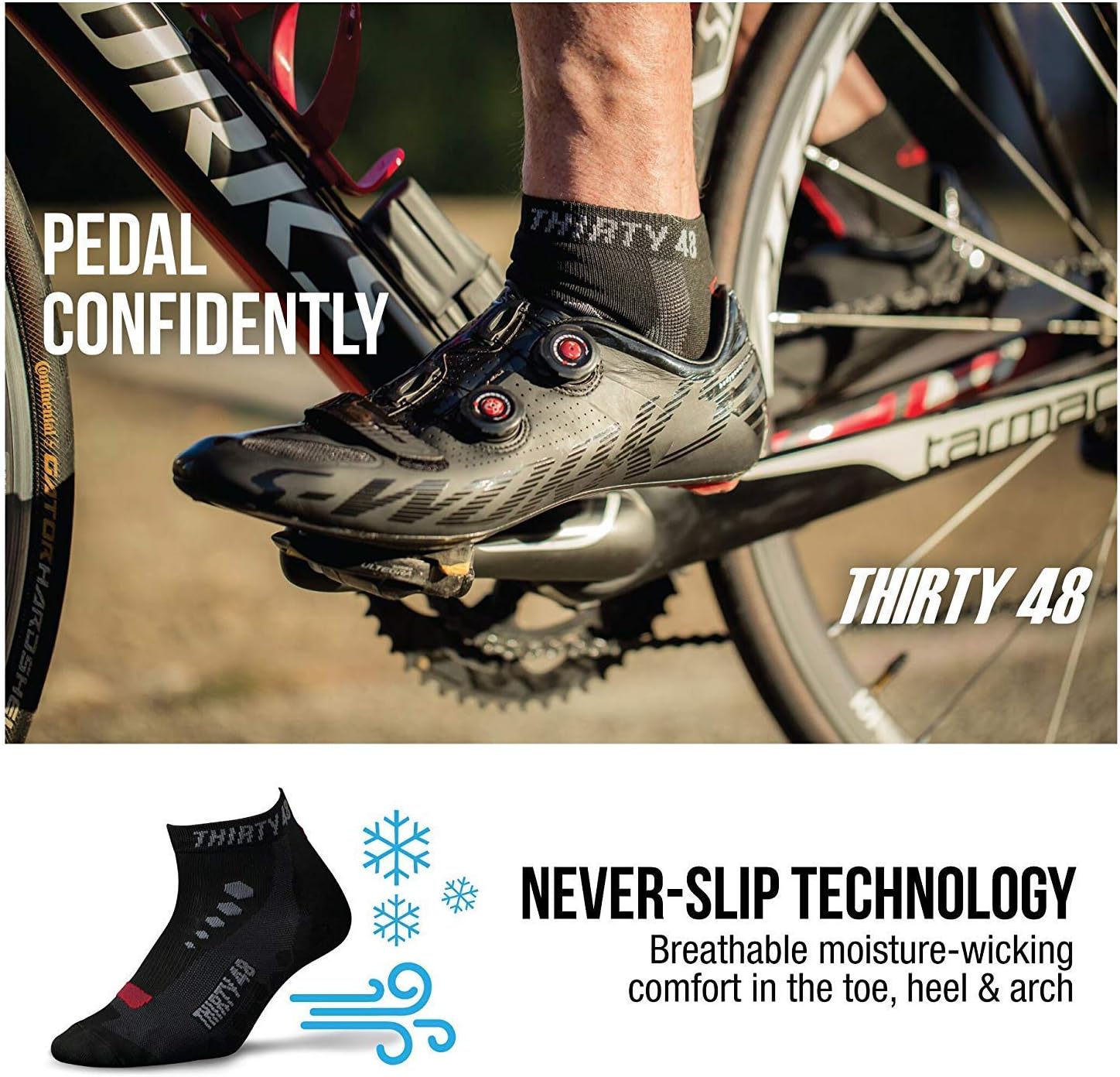 Thirty48 Low Cut Cycling Socks for Men and Women | Unisex Breathable Sport Socks