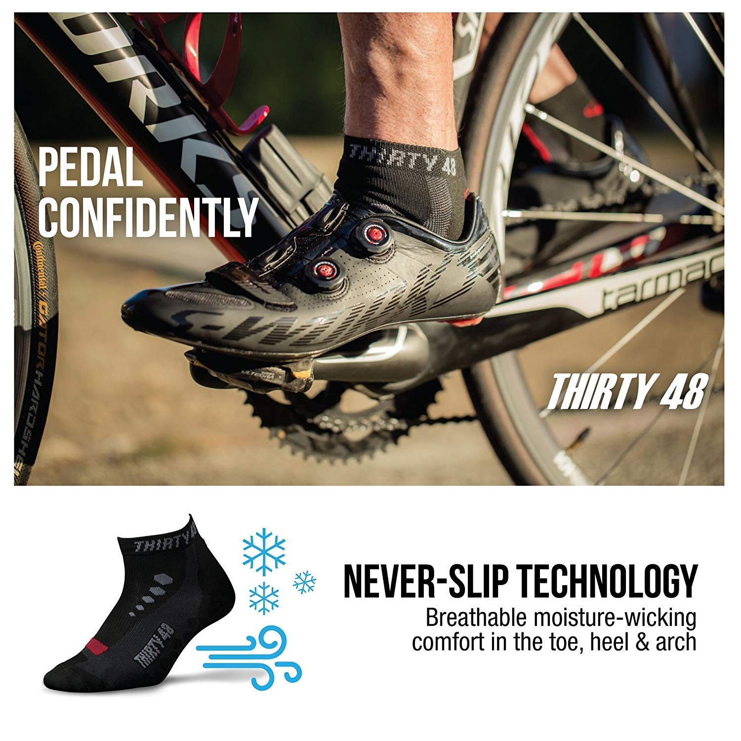 Thirty 48 Calcetín Ciclismo Cy Series – Unisex – CatalystAF™ Designó, Incrementa Airflow – para Correr, Clases de Spinning, Hiking, Gym y Entrenamiento – Empaquetado USA
