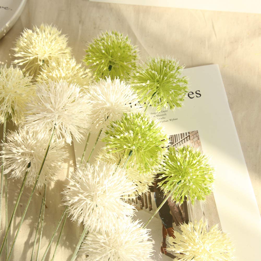 Artificial Silk Fake Flowers Dandelion Floral Wedding Bouquet Hydrangea Decor - Flower Language: Love That Can't Stop, Love That Can't Stay, Love That Never Ends - Single-Piece Package (Green)