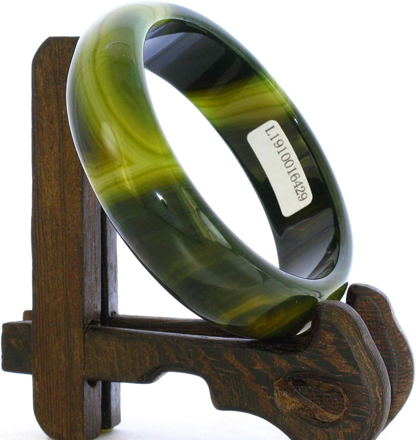 2.3" China Certified Nature Green Chalcedony Jade Women's Bangle Bracelets 6429