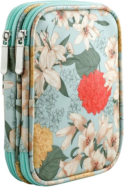 Coopay Crochet Hook Case, Ergonomic Crochet Hooks Organizer Empty, Crocheting Tools Storage Bag for Traditional Standard Aluminum Hook, Travel Zipped Crochet Holder with Accessories Compartments