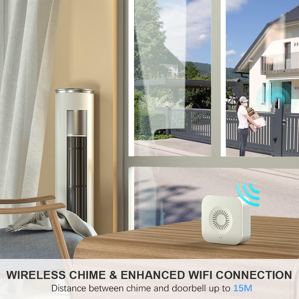 COCOCAM Wireless Doorbell Camera, WiFi Video Doorbell Smart Camera 1080P HD with Chime, Anti-Theft Alarm, PIR Human Detection, Night Vision, 2-Way Audio, Cloud & SD Storage, IP66