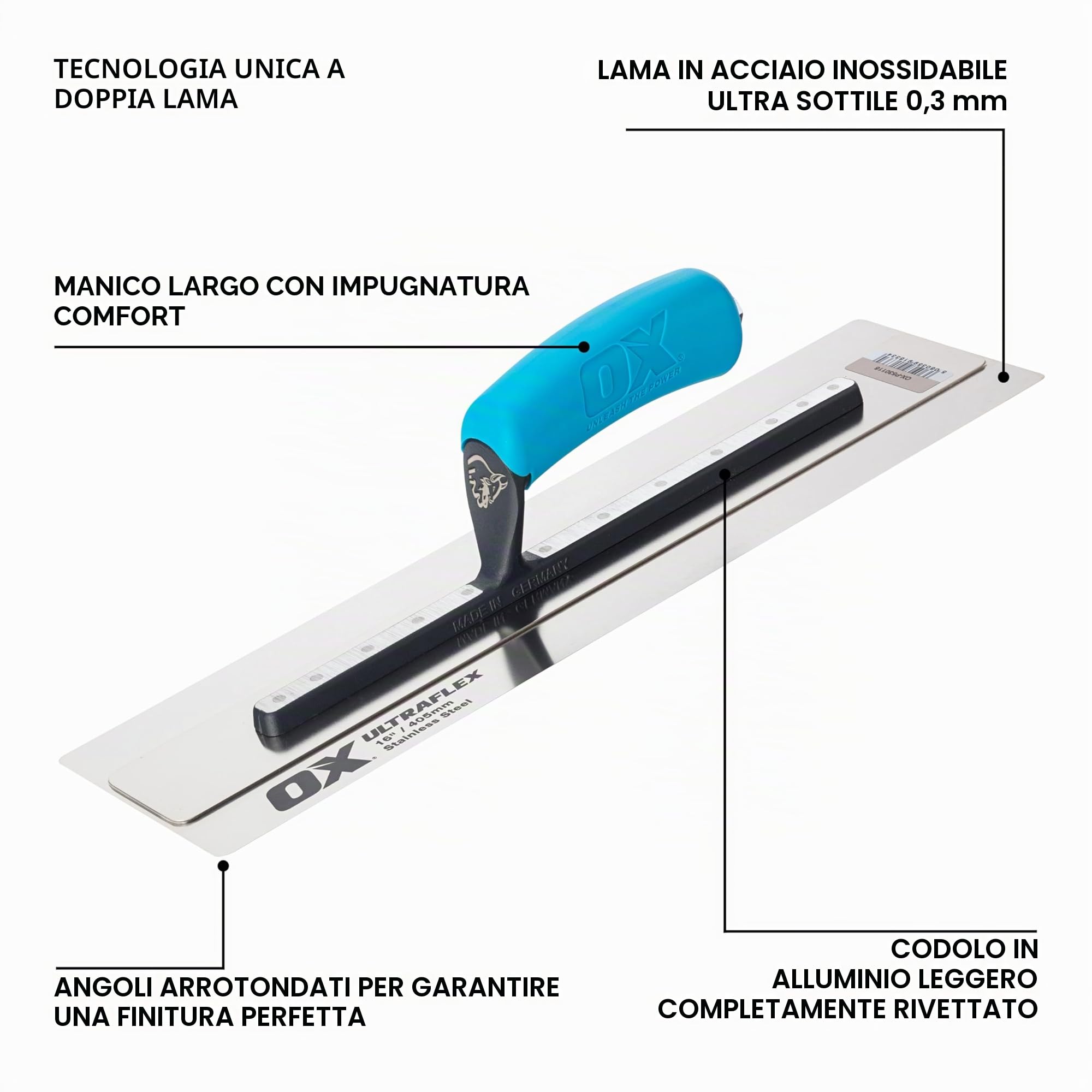 OX Pro UltraFlex Finishing Trowel 16in / 405 x 110 mm