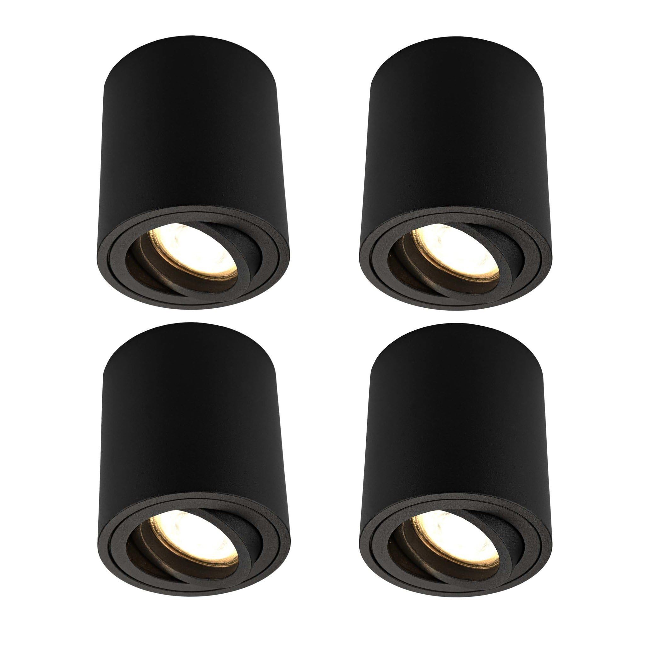 Ledvion - 4X LED Spotlightss Dimmable, 5W, 2700K, Black, Ceiling Light