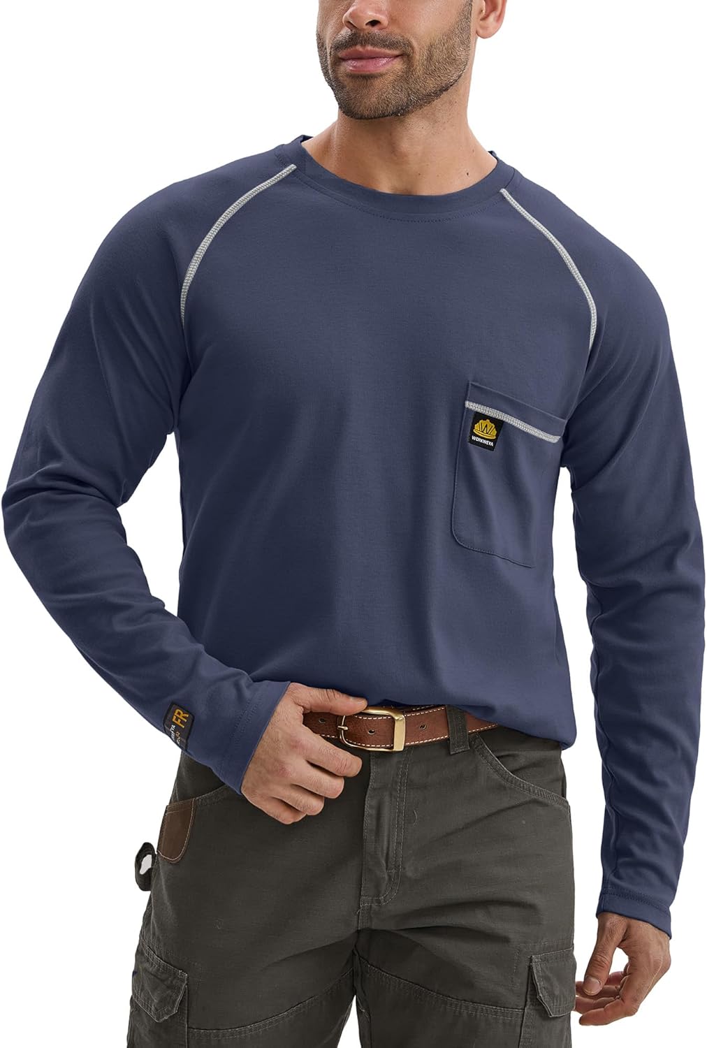WORKWEYA FR Shirts Flame Resistant Shirt 6.5oz Men's NFPA 2112/CAT2 Long Sleeve Shirt - Image 6