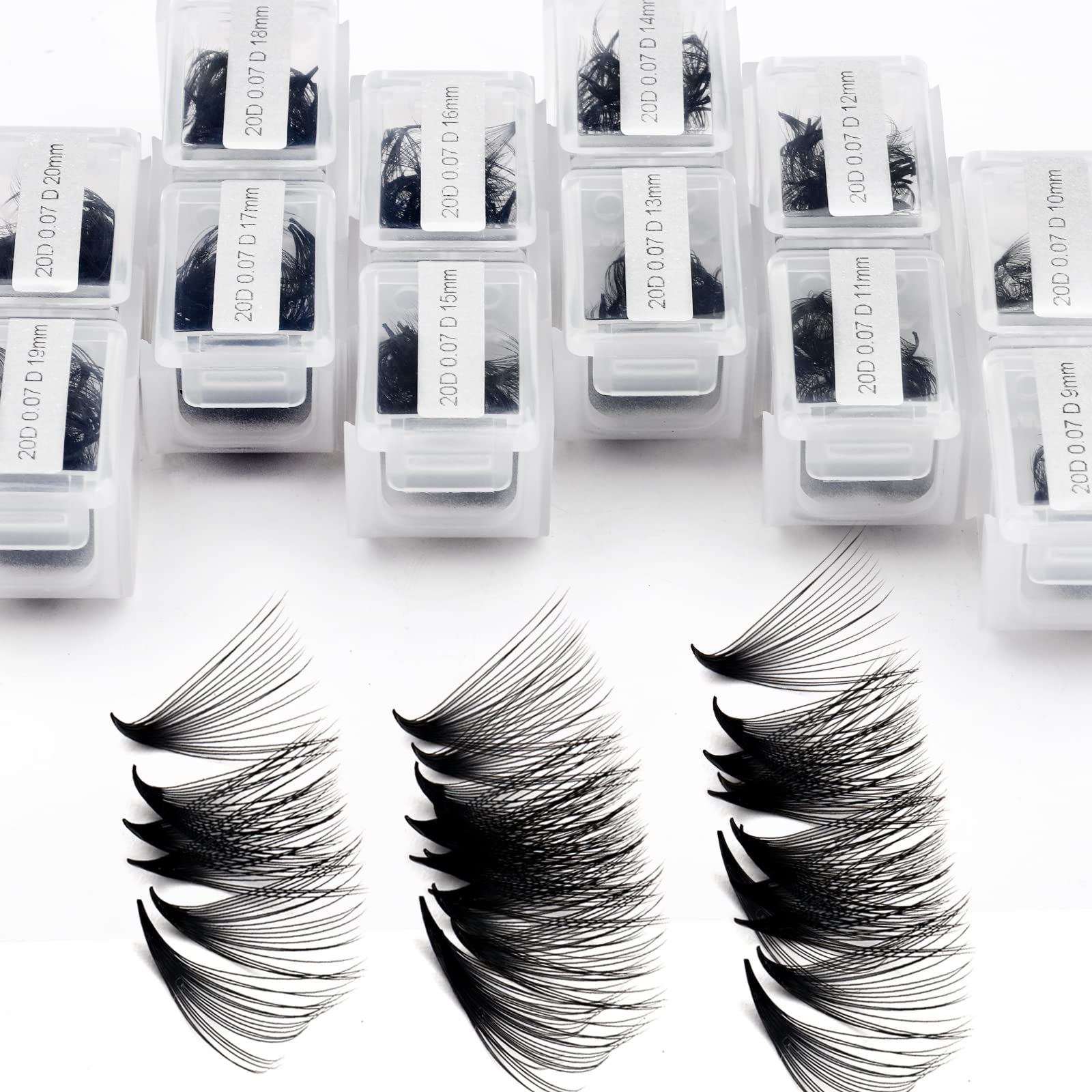 1200 Fans Lash Extension Premade Fans Eyelash Extensions 9-20mm Mixed 20D Eyelash Extension C Curl Pointed Base Volume Lash Extensions Handmade Lash