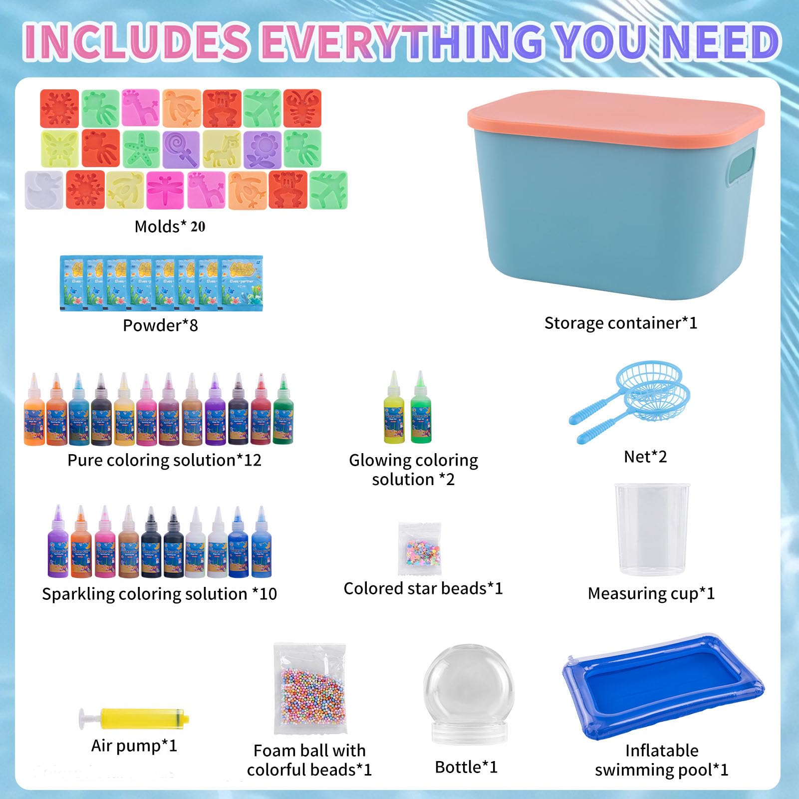 Magic Water Gel Toy Kit DIY 3D Jouet en gel d'eau pour enfants 4 5 6+ | Avec 24 couleurs et 20 formes, jouet créatif d'anniversaire, cadeau de Noël pour garçons et filles à partir de 3 ans
