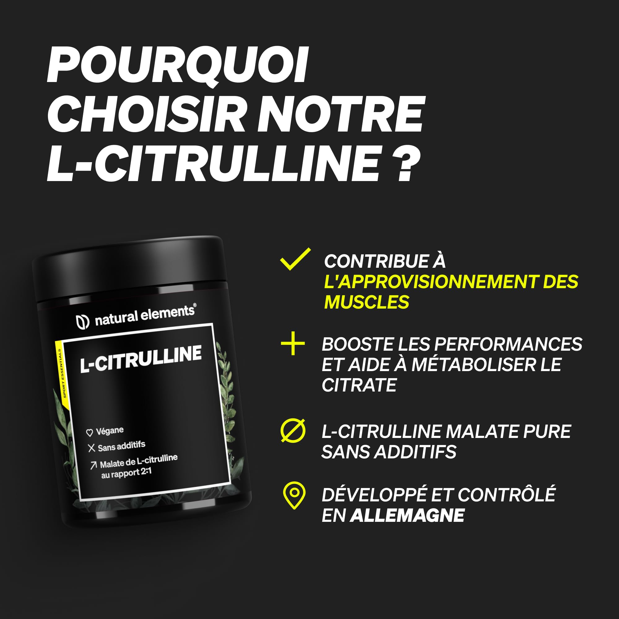 Malate de L-Citrulline en Poudre 2:1 – 500 g de poudre – idéal pour le sport – végane, haute pureté, hautement dosé, sans additifs – produit en Allemagne et contrôlé en laboratoire