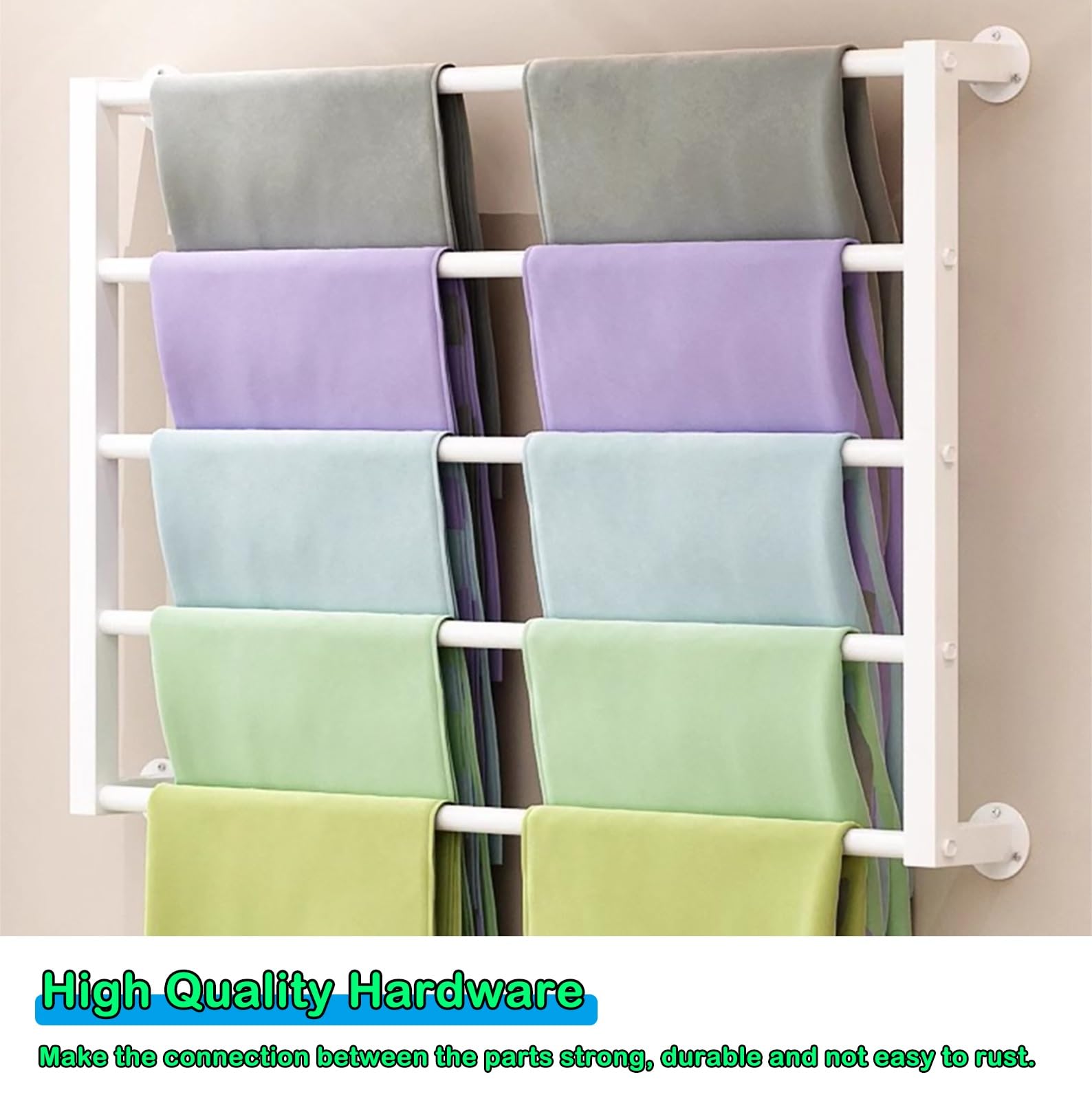 Slish - Soporte de pared para bufandas, 61 cm de alto para corbatas, hiyabs y bufandas de seda, versátil para el hogar y el comercio (60 cm de ancho x 120 cm de alto) con barra transversal extraíble