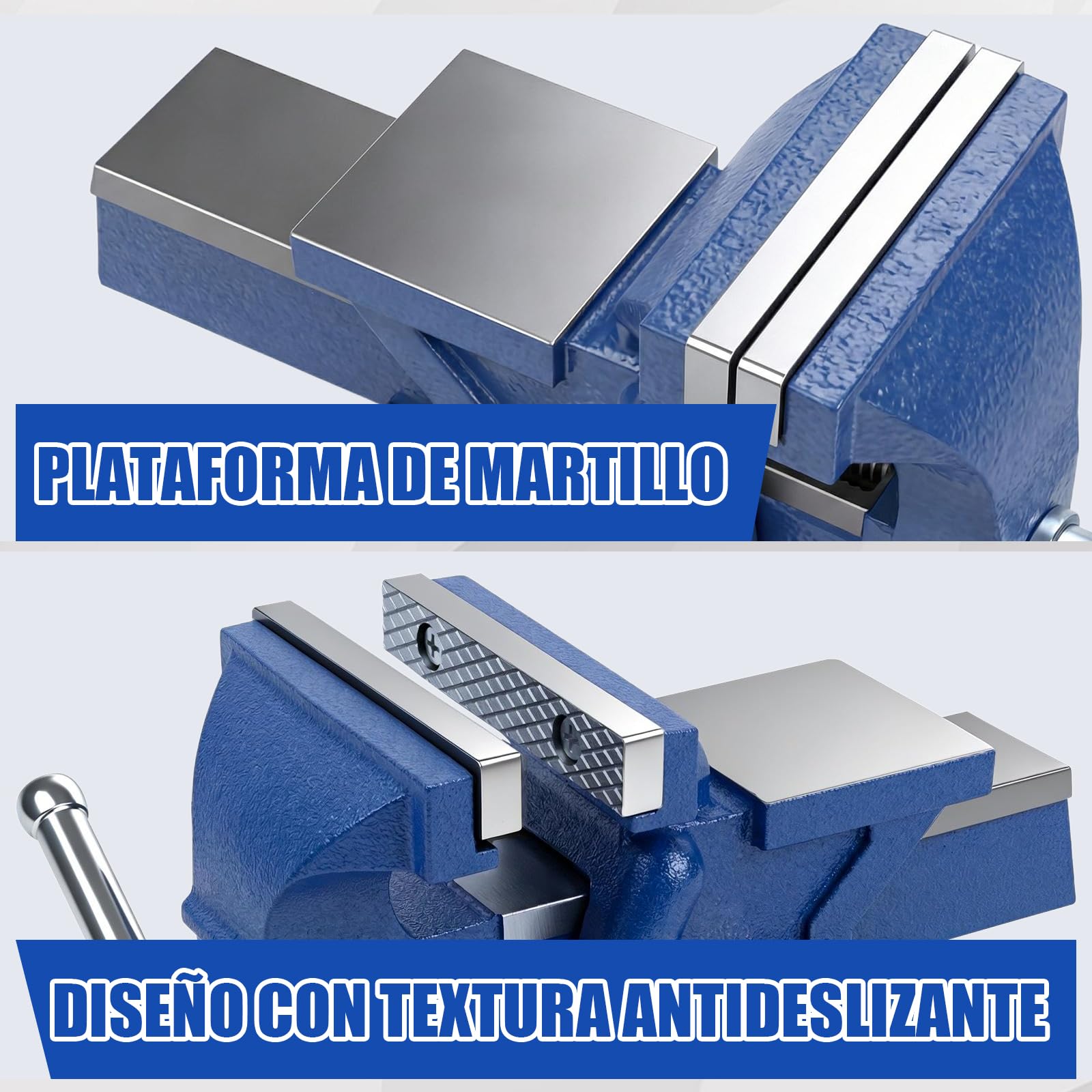 HYCHIKA Tornillo de Banco 100mm(4 pulgadas), 360 ° Se Puede Girar, Tornillo de Banco de Trabajo de Hierro Fundido, Apto para el Trabajo con Madera, el Mecanizado de Metales, el Pulido y el Taladrado