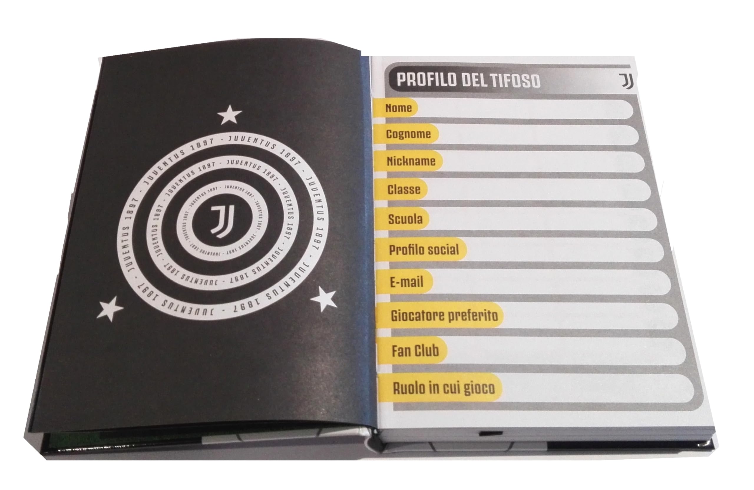 Agenda compatibile con Diario Scuola Juventus Bianco Nero F.to Standard 18x13 cm 2026/2027 + portachiave calcio 3d