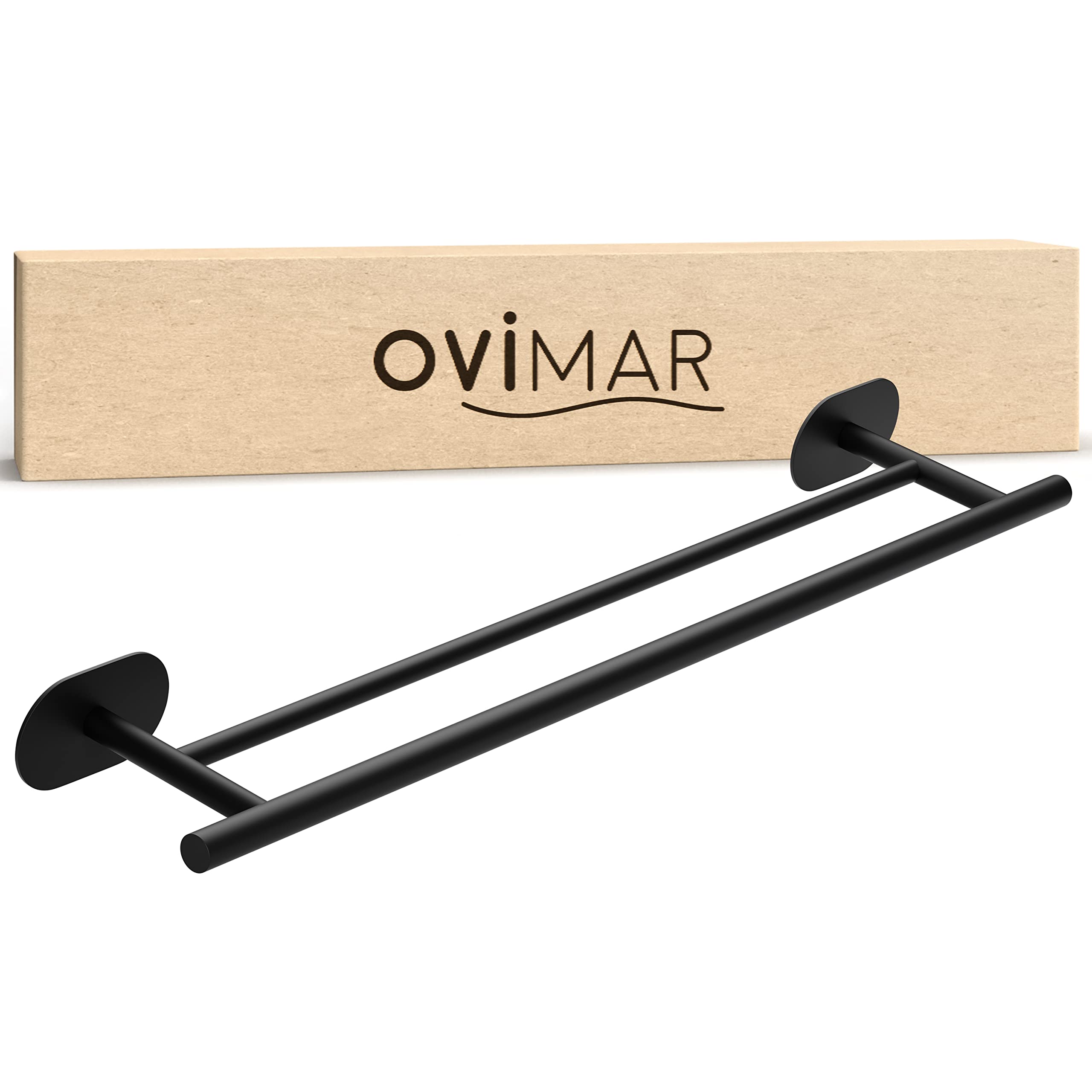 Ovimar Barre Porte-Serviettes Lodbjerg à 2 Bras | Acier Inoxydable | Argenté | à Percer | Avec Deux Barres Comme Porte-Serviettes Pour Serviettes