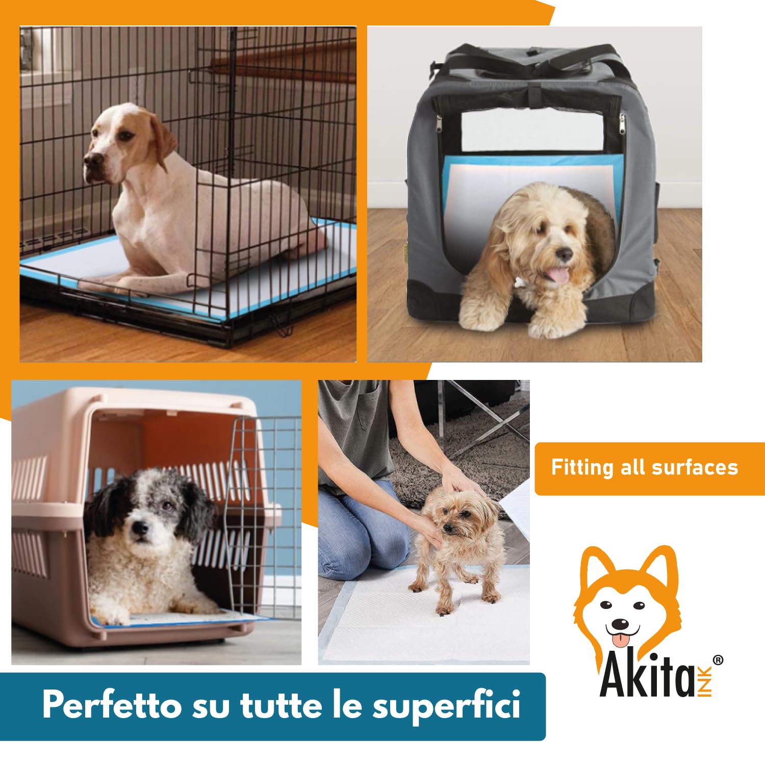 Akitaink - 120 Traverse per Animali Super Assorbenti - Dimensioni 60x90 cm - Tappetini Igienici per Cani e Gatti Multiuso (120 pz 60X90 cm)