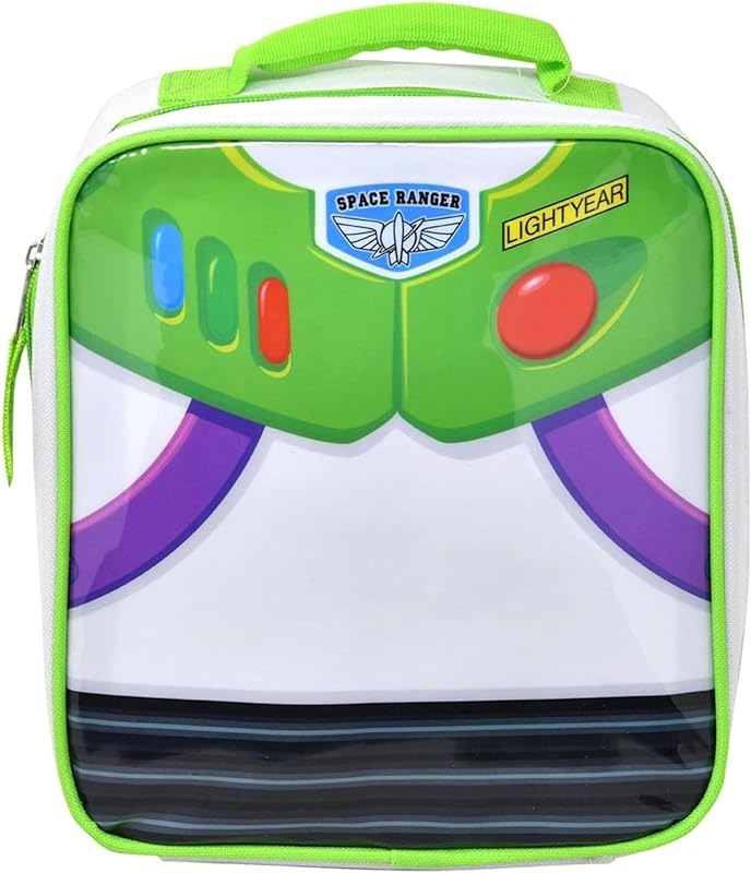 Disney Pixar Toy Story Buzz Lightyear Insulated Lunch Bag for Kids, Space Ranger Costume Design Soft Lunch Box with Carry Handle, 8.5” x 3.5” x 9.5”
