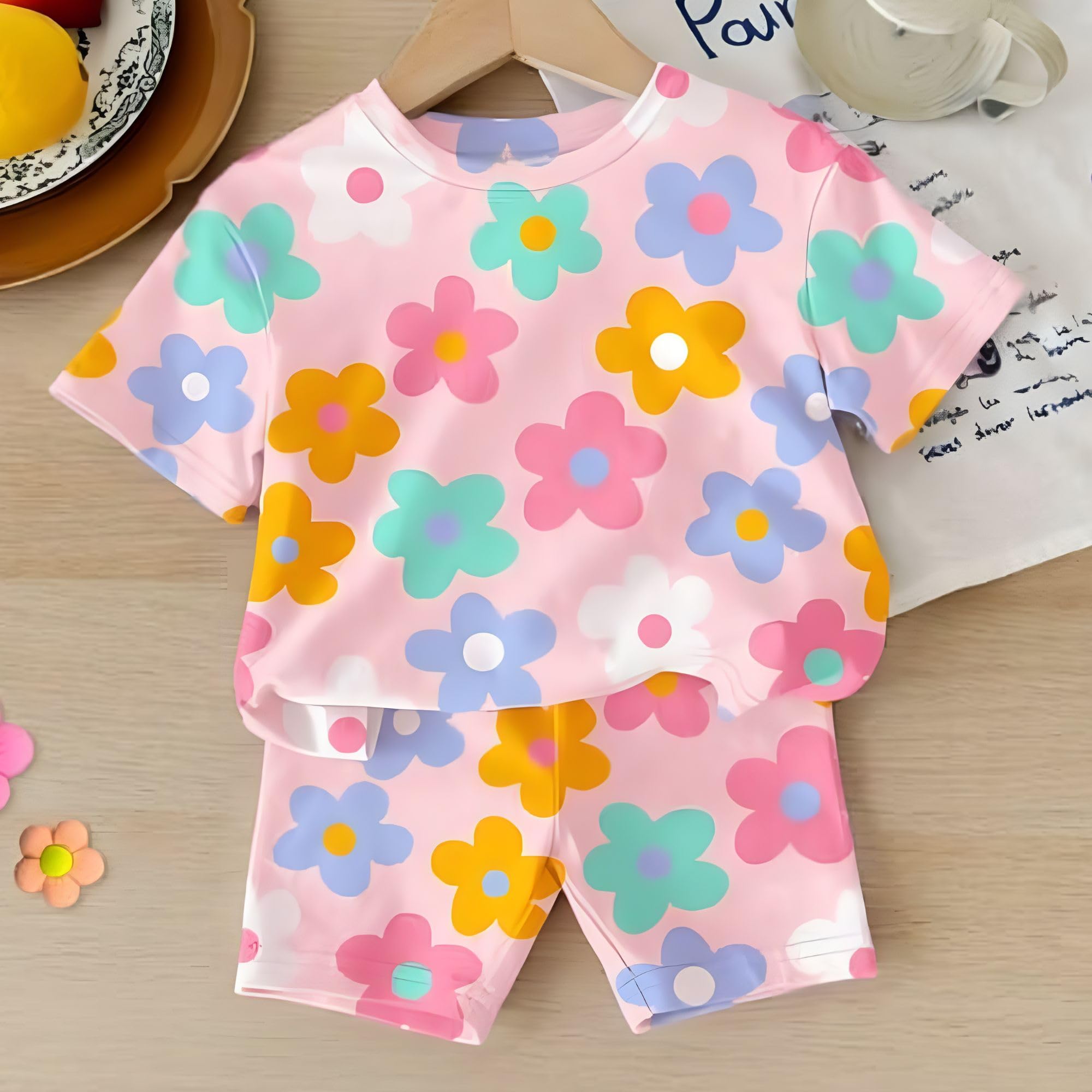 4YOU Dresses Beautiful Cotton Blend Fabric with Beautiful Print Tshirt and Half Pant For Girls - Image 2 thumbnail
