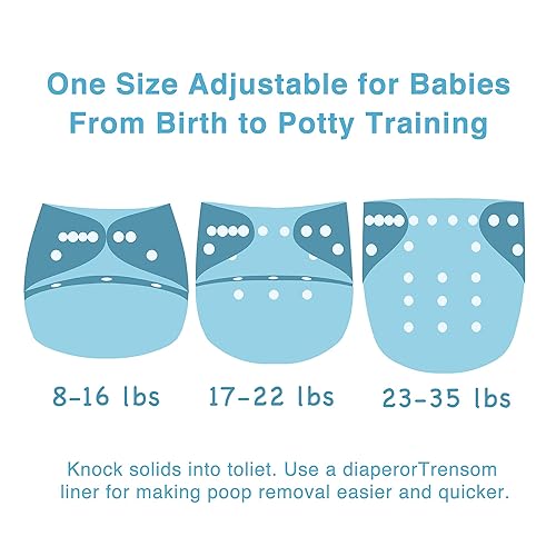 Miniatura 3 de Pañal de tela para recién nacido, reutilizable, ajustable, lavable, talla única, para bebés, niñas y niños, incluye 4 paquetes de pañales + 4
