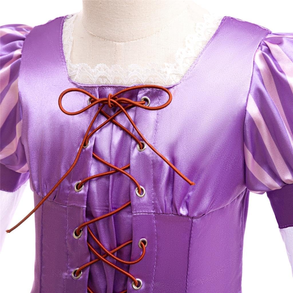 Dressy Daisy Long Hair Braid Princess Costume Dress Halloween Birthday Party Outfit for Baby Toddler Little Girls, Purple - Image 3