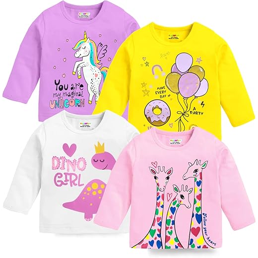 Girls Full Sleeves Cotton T-Shirt