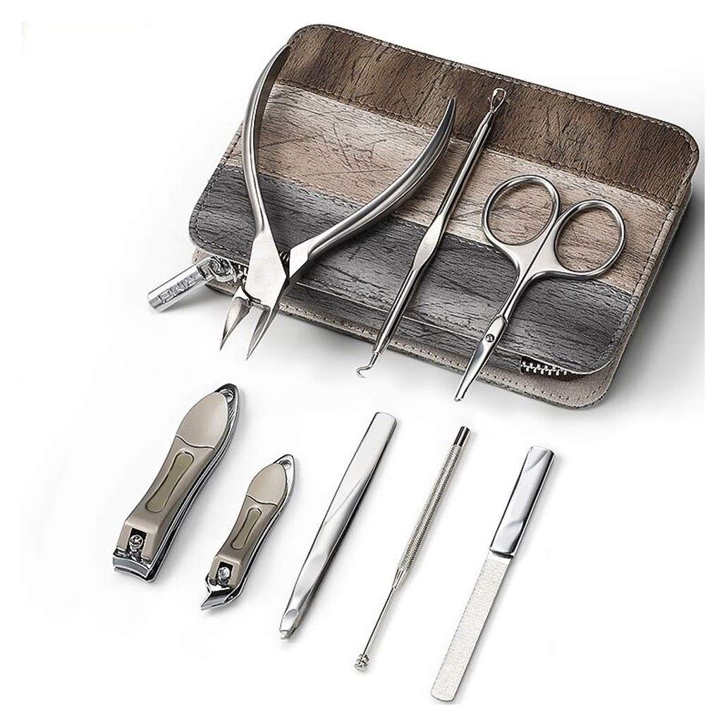Kit de manucure 8PCS Voyage Coupe-Ongles Set, Ongles Pédicure Soins Tool, Pick Ear ménages, Clip Sourcils, Set Nez Tondeuse à Cheveux Ensemble de manucure