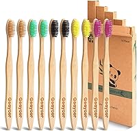 GOAYCER Eco-Friendly Bamboo Toothbrushes, 10 Pack Medium Firm Bristles, Biodegradable Sustainable Bulk for Family