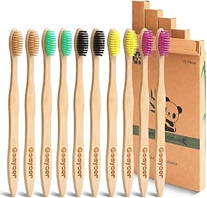 Amazon.com : Goaycer Eco Friendly Bamboo Toothbrush, 10Pack Medium Firm ...