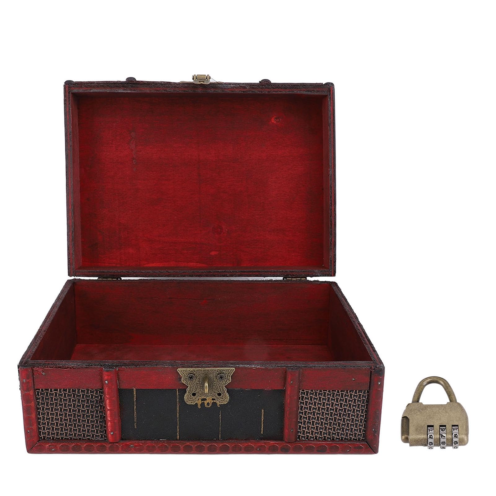 Caja de almacenamiento de madera con tinte vintage para joyas y colecciones