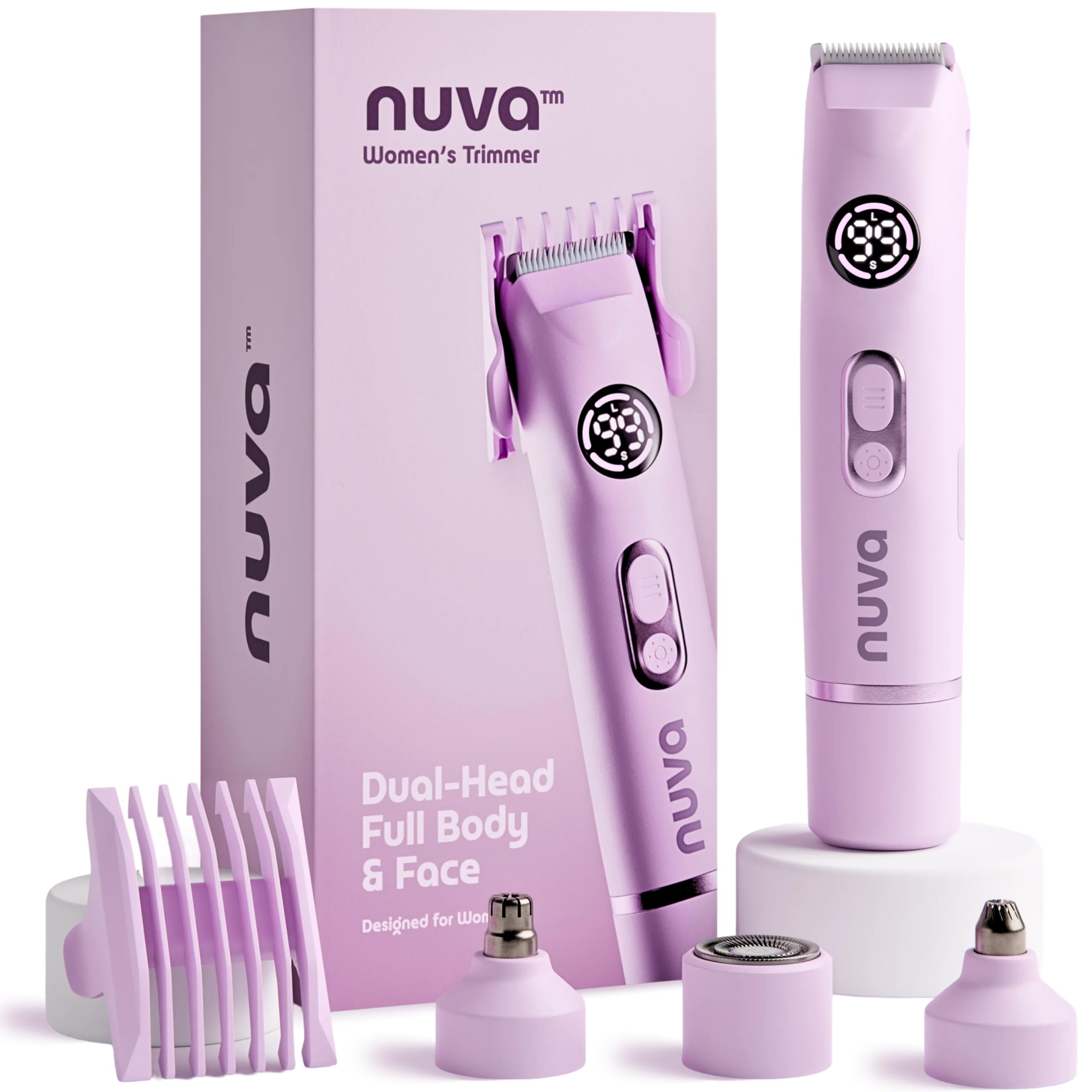 Photo 1 of NUVA 4-in-1 Bikini Trimmer for Women | Painless Electric Razors & Shavers with Interchangeable Heads | Cordless Body & Facial Hair Trimmer with Ceramic Blade, IPX7 Waterproof and USB Rechargeable
