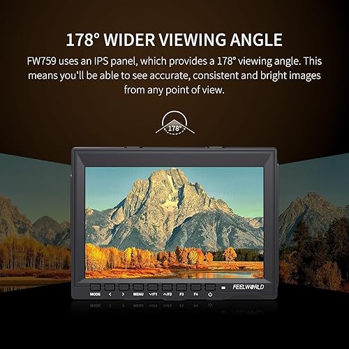 Miniatura 5 de FEELWORLD FW759 7 pulgadas Cámara DSLR Monitor de campo HD Asistencia de vídeo Slim IPS 1280x800 4K HDMI 1080p con sombrilla