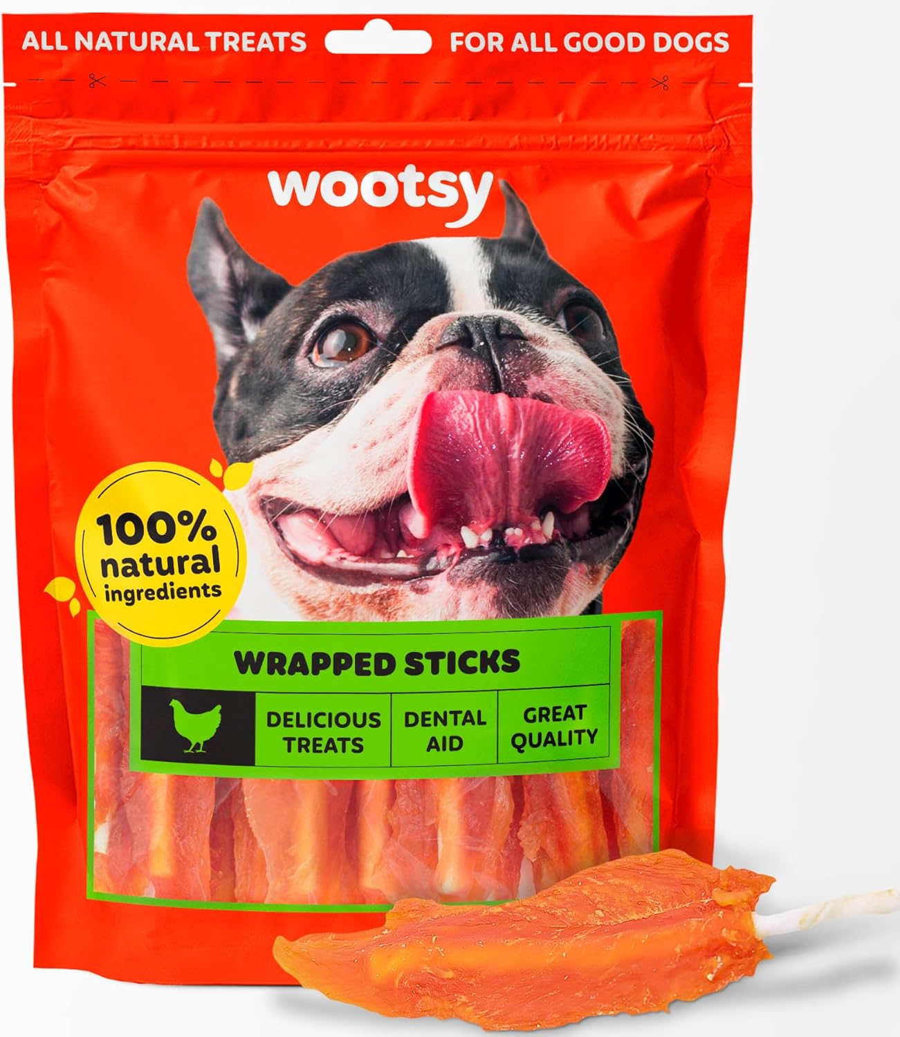 Wootsy Healthy Teeth Dog Treats Chicken Wrapped Rawhide