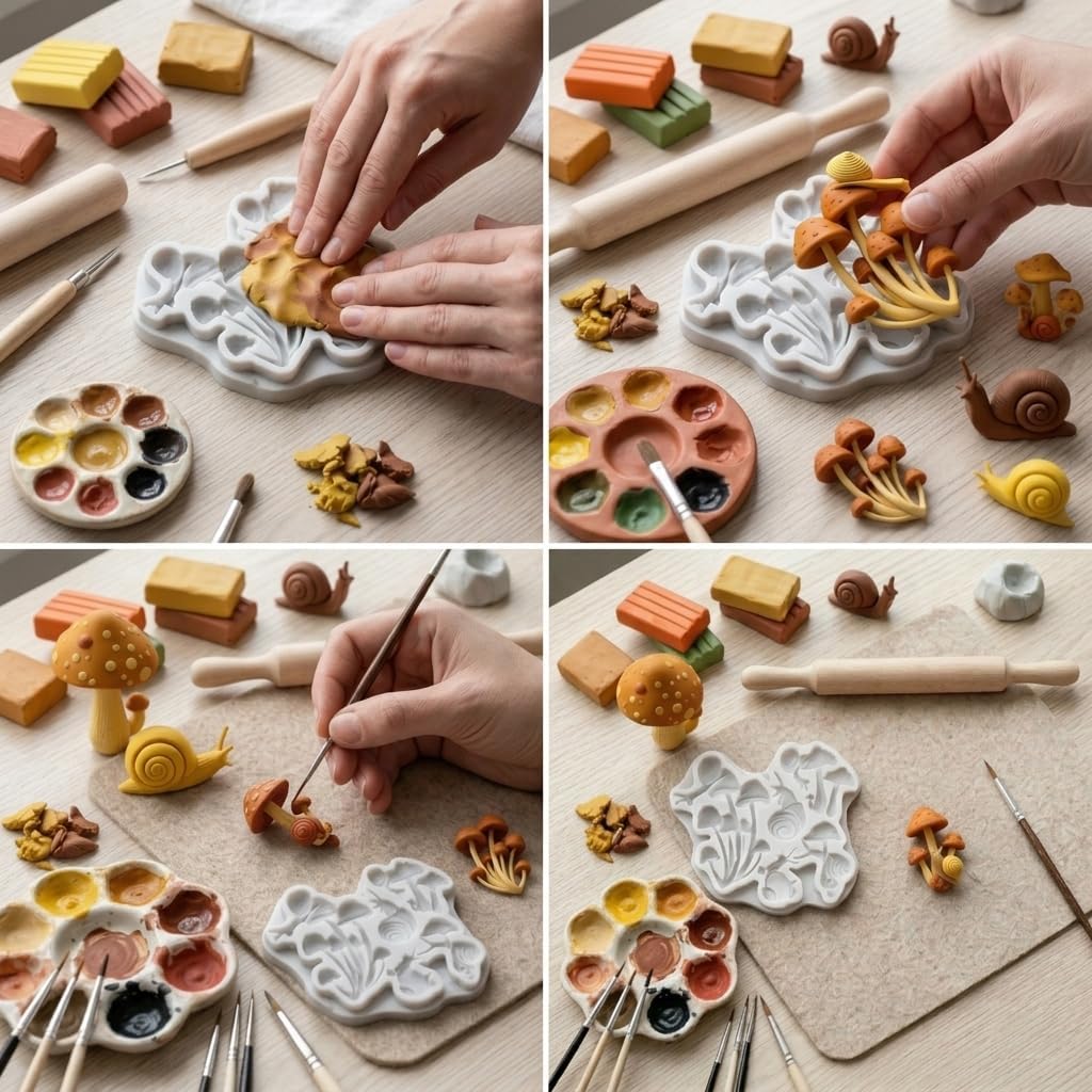 Mushroom Polymer Clay Molds Mushroom Snail Silicone Mold
