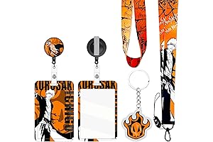 Anime Retractable Badge Reel with Kurosaki Anime ID Badge Holder Keychain (4-Pack)