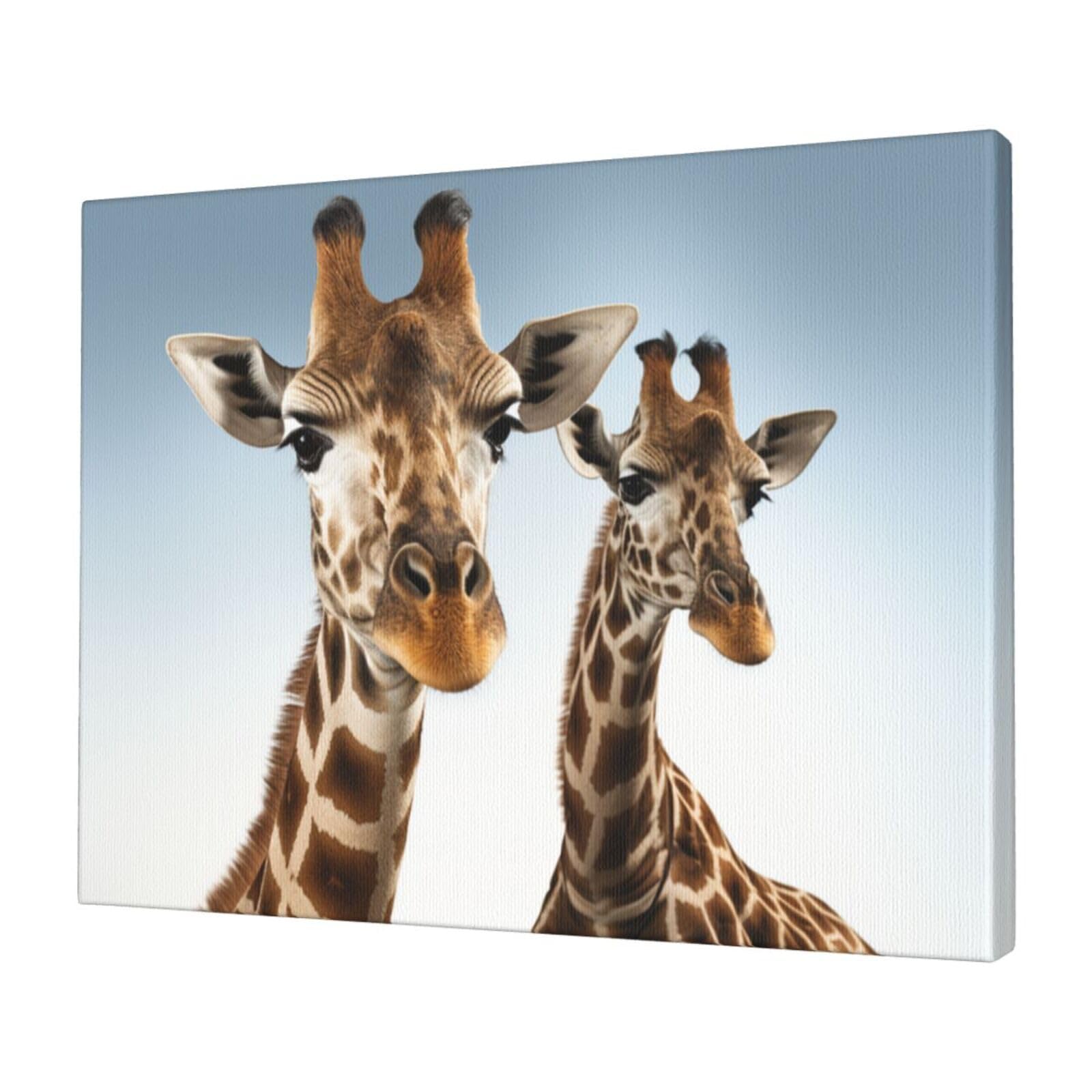 FodPand Canvas Wall Art for Living Room Wall Decor 12"x16" Modern Artwork Painting Pictures Hanging Canvas Prints Necks of giraffe Aesthetic Wall Art for Bedroom Bathroom Office Wallart Decor