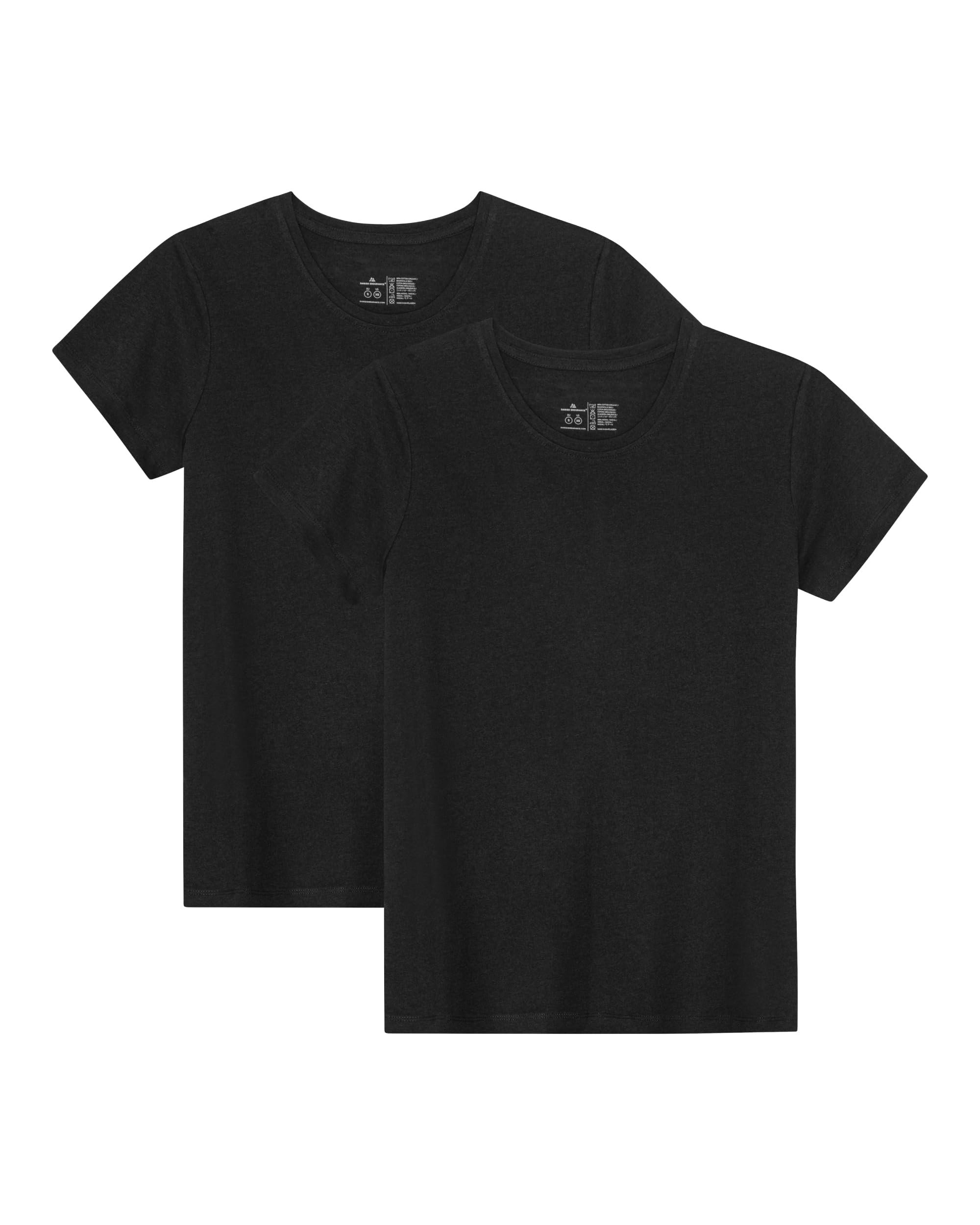 DANISH ENDURANCE Kurzarm Tshirt Damen aus Modal & Bio-Baumwolle, Rundhals- oder V-Ausschnitt, Atmungsaktiv & Stretch, 1er oder 2er Pack