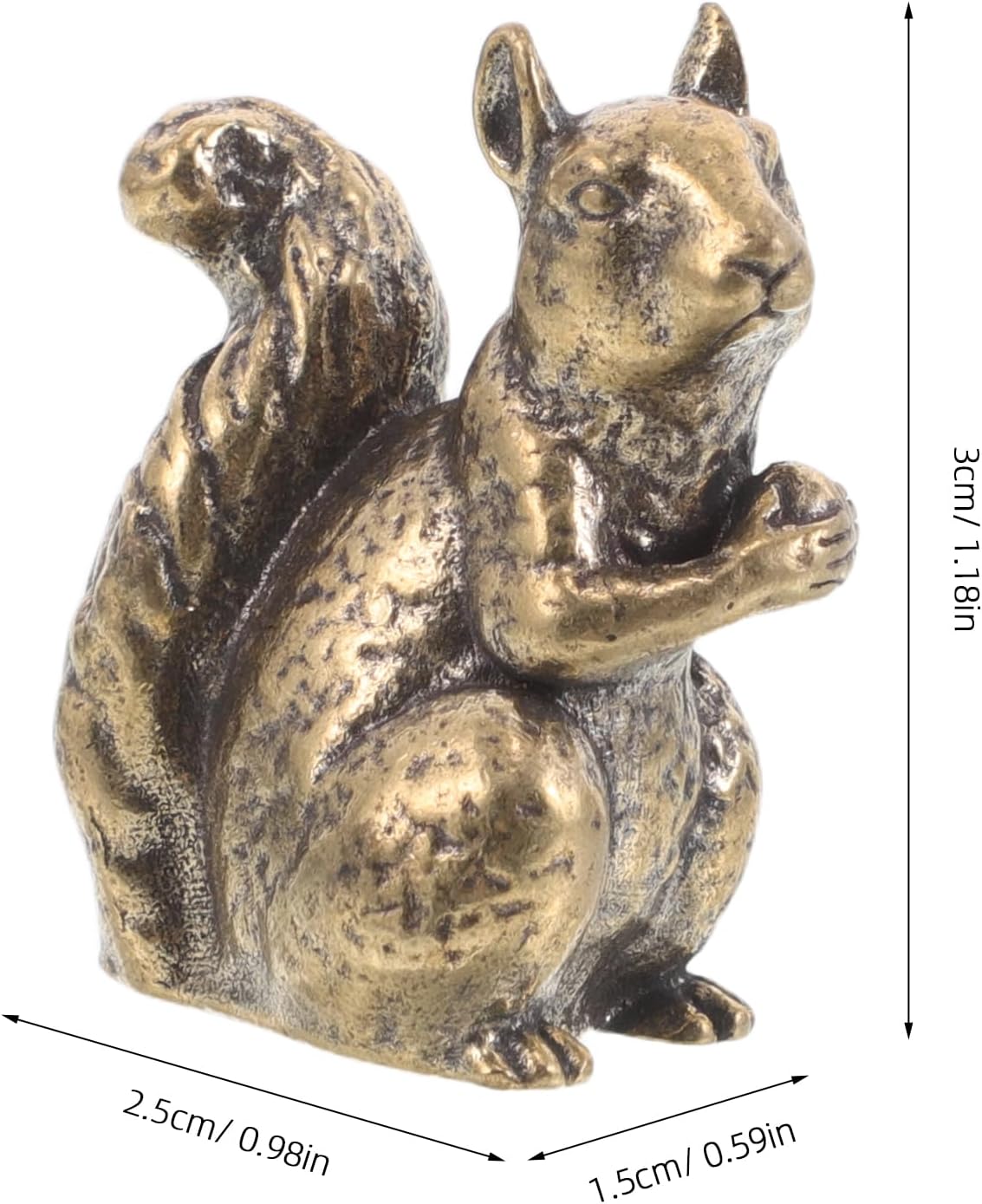 LOGOFUN Vintage Solid Brass Squirrel Sculpture Miniature Desk Decor Animal Figurine Creative Office Tabletop Ornament for Home Decoration - Image 2